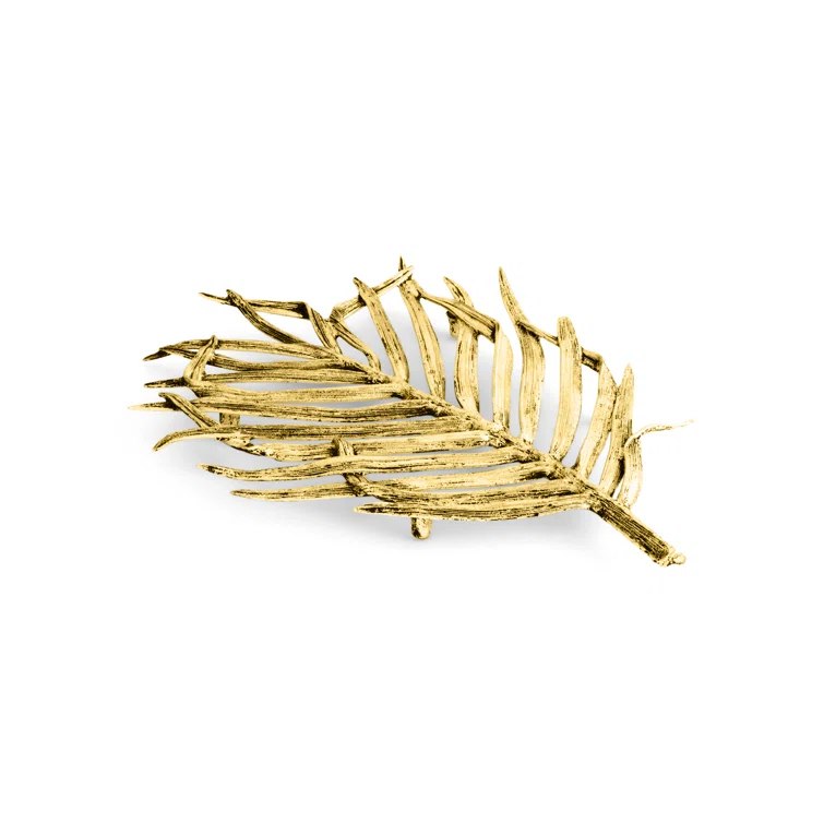 Luxurious Antique Gold Palm Leaf Textured Trivet