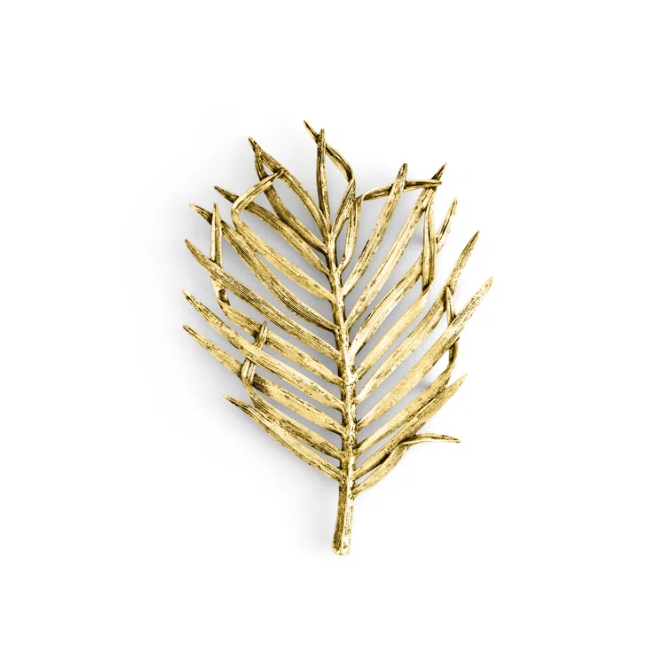 Luxurious Antique Gold Palm Leaf Textured Trivet
