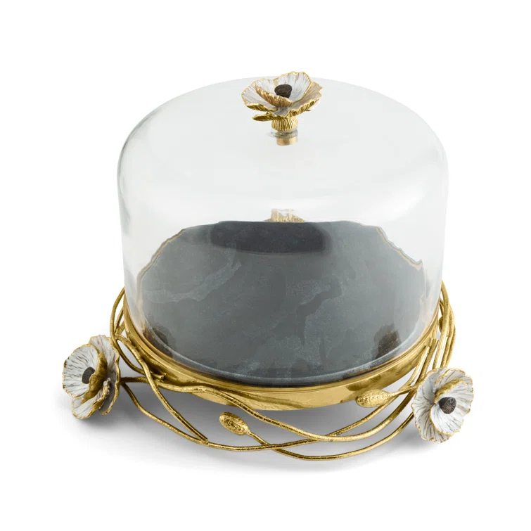 Handcrafted Glass Dome Cake Stand with Brass Base