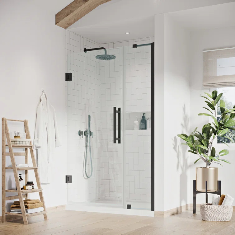 Endless Tampa-Pro 37" W x 72" H Alcove Frameless Shower Kit, Door, Panel, Base