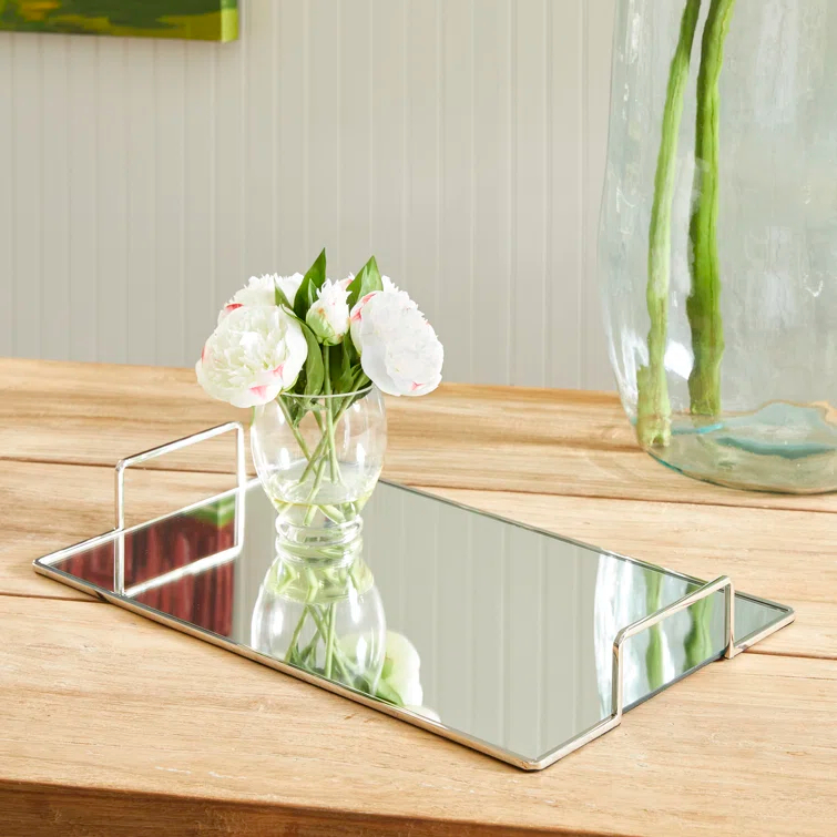Gold and Glass Rectangular Decorative Tray
