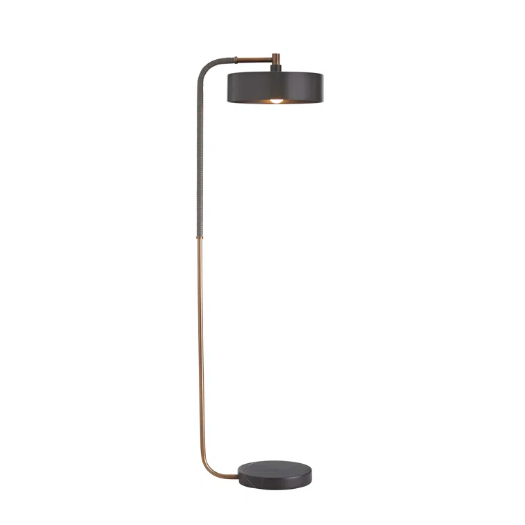 Aaron Adjustable Black and Brass Arched Floor Lamp