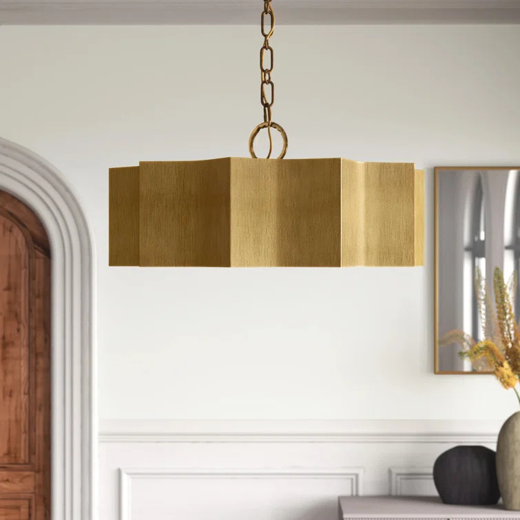 Carney 3 Light Metal Dimmable Scalloped Chandelier
