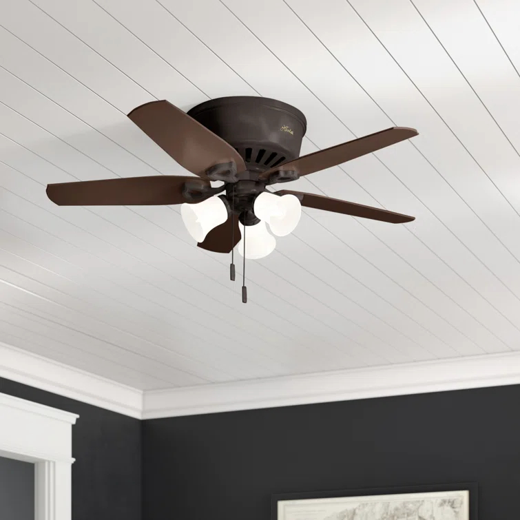 Hunter Fan 42" Builder Low Profile 5 - Blade Flush Mount Ceiling Fan with Pull Chain and Light Kit Included