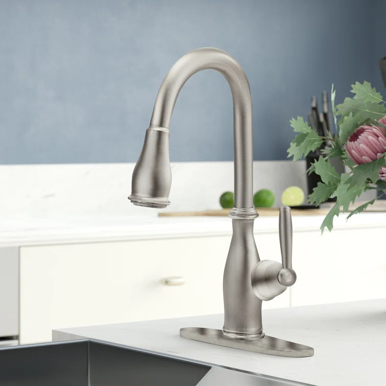 Brantford Pull Out Single Handle Kitchen Faucet with PowerBoost and Reflex
