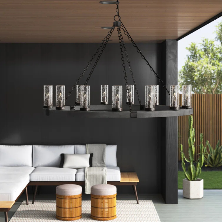 Sawyer 15-Light Single Tier Outdoor Rustic Chandelier