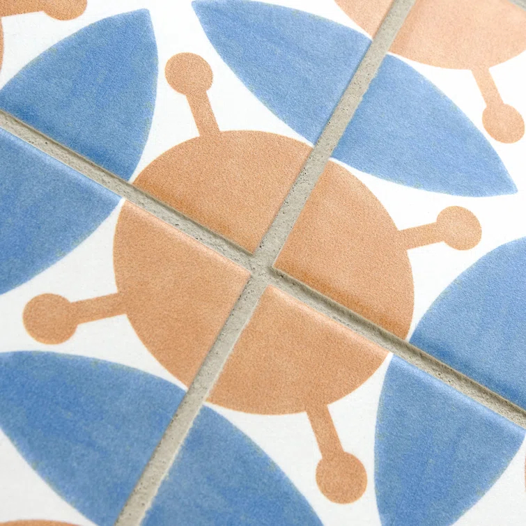 Revival Leaf Mini 4" x 4" Ceramic Patterned Wall & Floor Tile