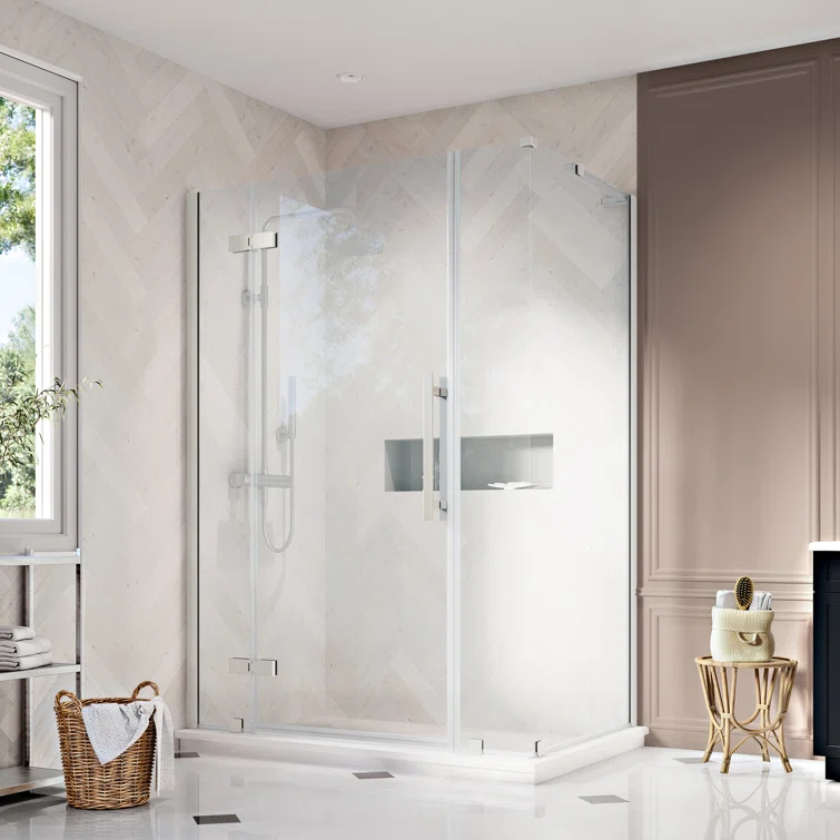 Endless Tampa 46" W x 72" H Corner Frameless Shower Kit, Door, 2 Panel