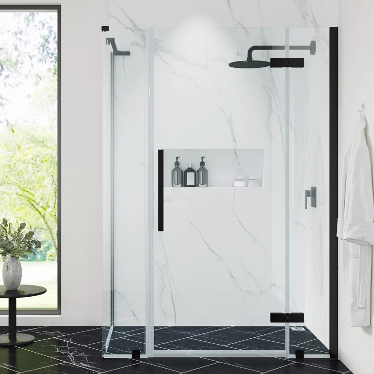 Endless Tampa 46" W x 72" H Corner Frameless Shower Kit, Door, 2 Panel