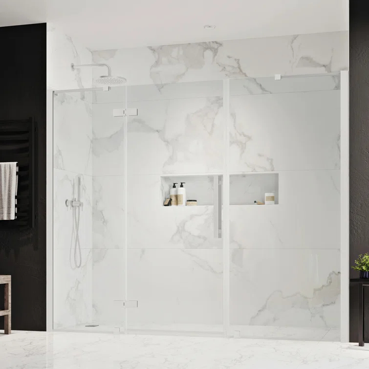 Endless Tampa 87" W x 72" H Alcove Frameless Shower Kit, Door, 2 Panel