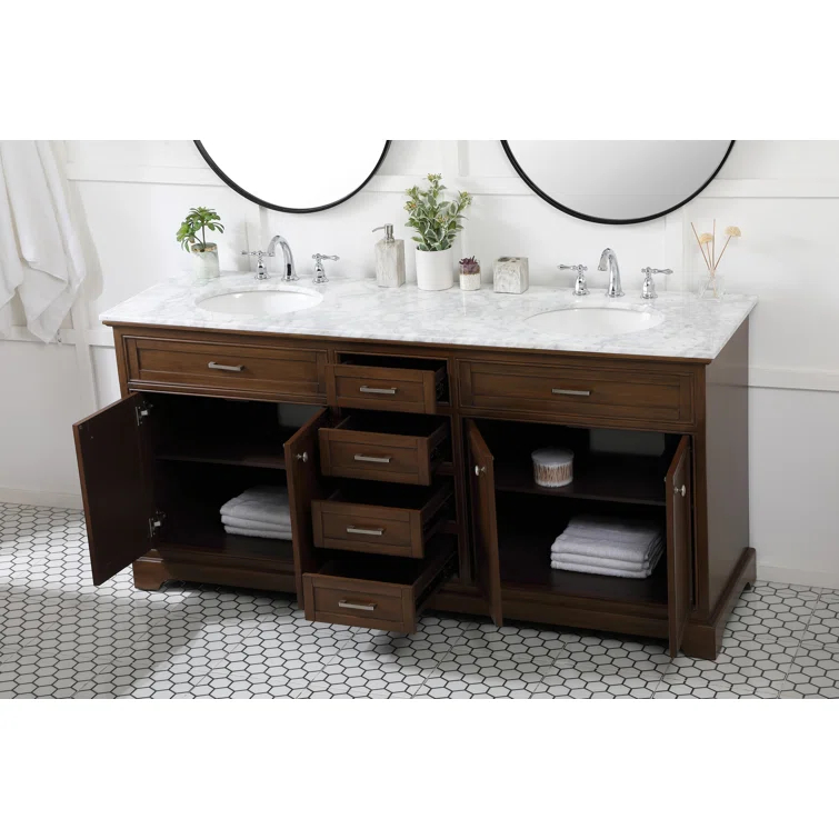 Birch Lane™ Hermes 72'' Double Bathroom Vanity with Marble Top