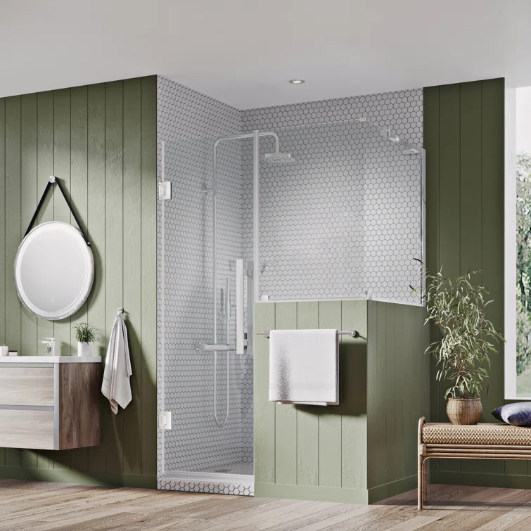 Ove Decors Endless Tampa-Pro 47" W x 72" H Buttress Corner Shower Kit, Door, Panel, Shelves TP0194201
