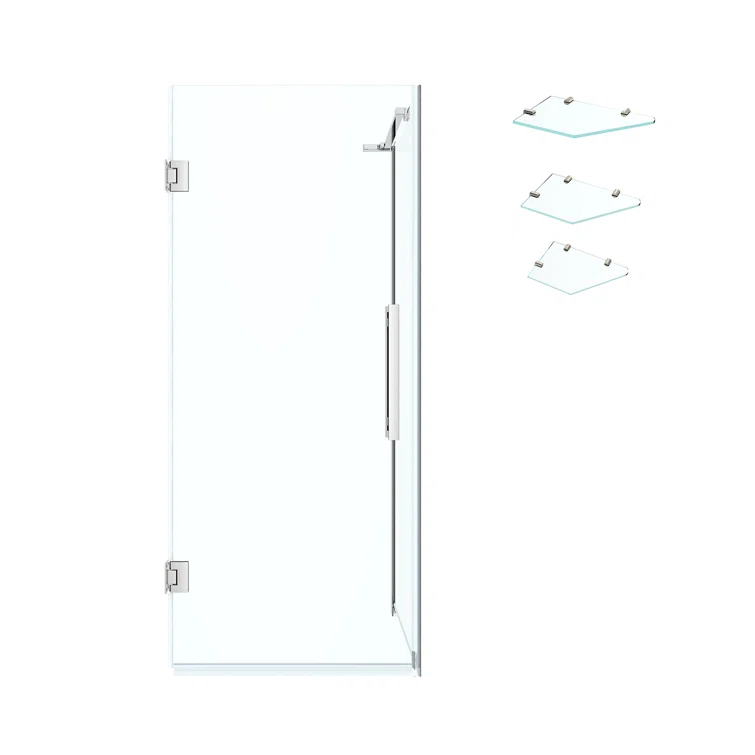 Ove Decors Endless Tampa-Pro 23" W x 72" H Corner Frameless Shower Kit, Door, Panel, Shelves TP0102101