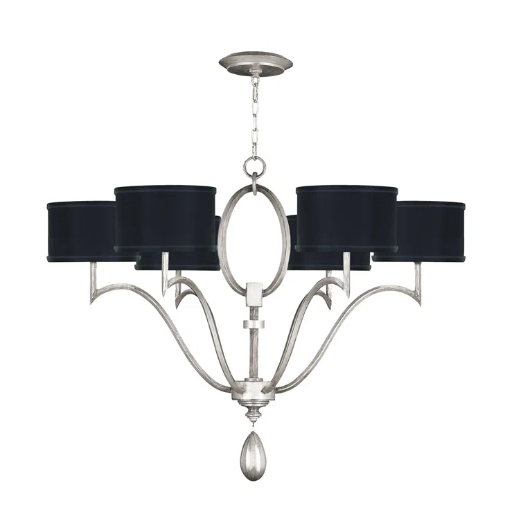 Allegretto 39" Black and Silver Leaf Drum Chandelier