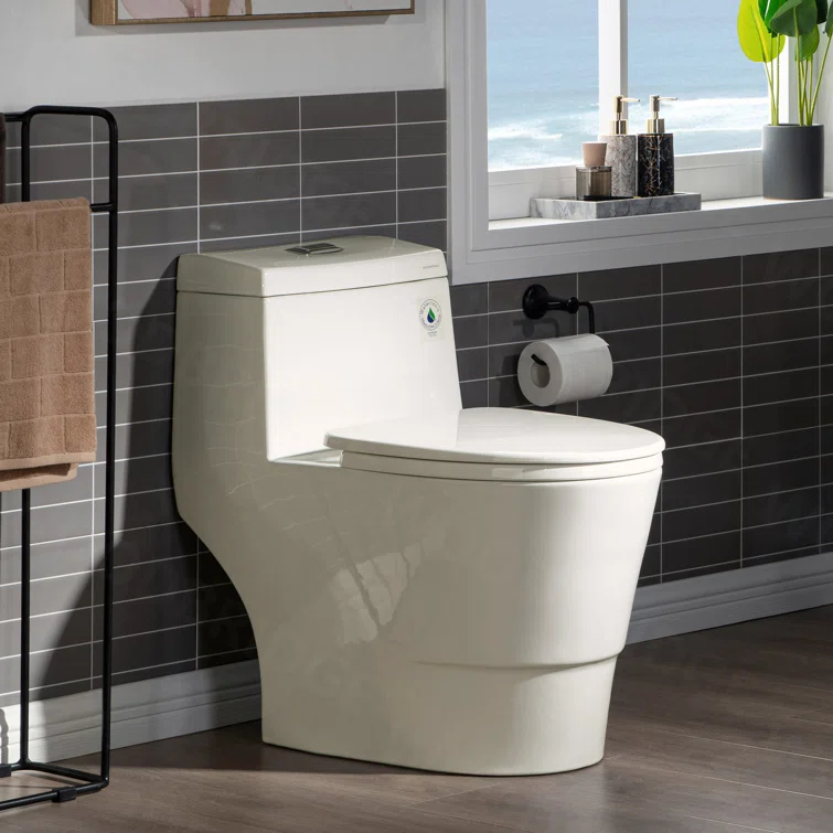 1.28 GPF Elongated ADA Height One Piece Dual-Flush Toilet with Soft-Closing Seat,MAP Flushing 1000G