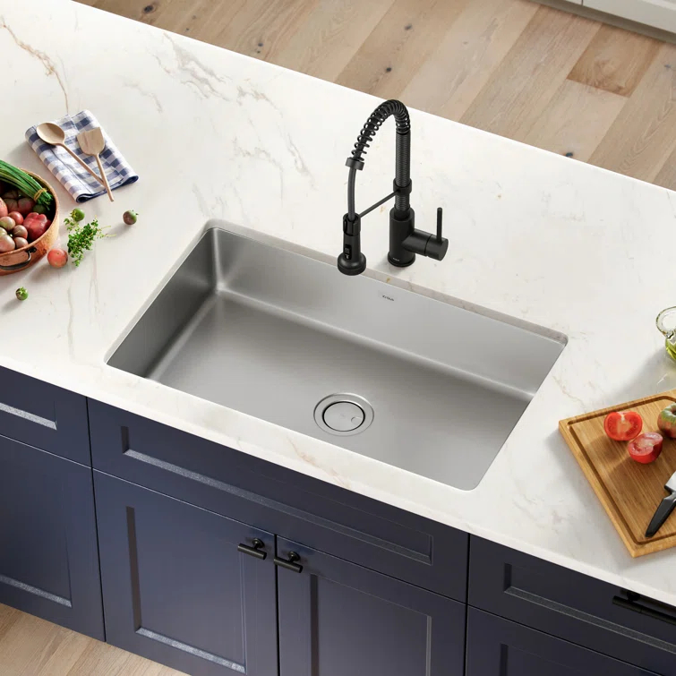 Dex™️ Series KRAUS 32" L Undermount 16 Gauge Stainless Steel Single Bowl Kitchen Sink