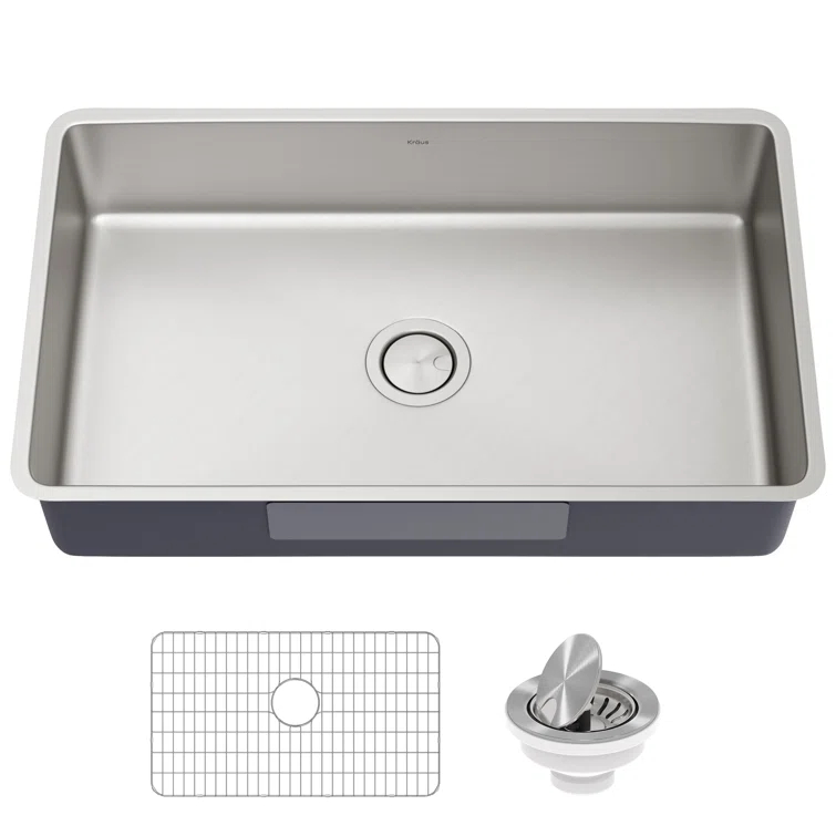 Dex™️ Series KRAUS 32" L Undermount 16 Gauge Stainless Steel Single Bowl Kitchen Sink