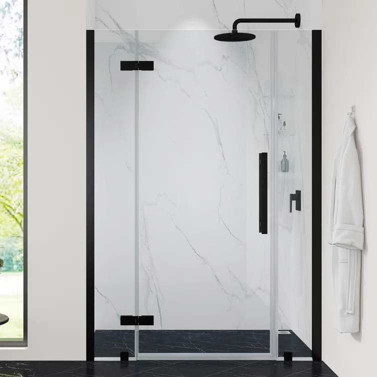 Ove Decors Endless Tampa 46" W x 72" H Alcove Frameless Shower Kit, Door, 2 Panel, Shelves TA1320401
