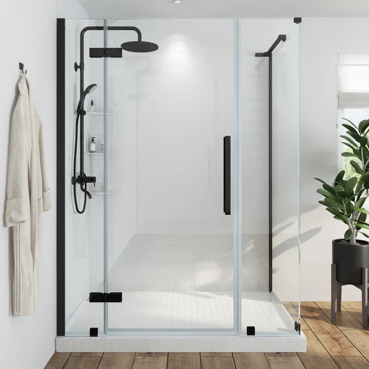 Ove Decors Endless Tampa 56" W x 72" H Corner Frameless Shower Kit, Door, 2 Panel, Shelves TA1451401