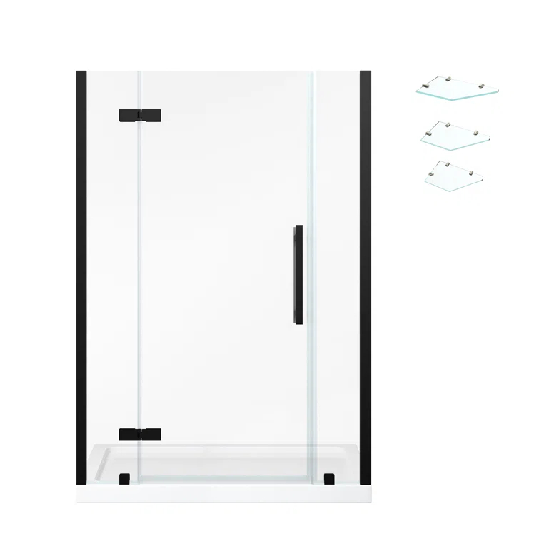 Ove Decors Endless Tampa 47" W x 72" H Alcove Frameless Shower Kit, Door, 2 Panel, Base, Shelves TA1330421