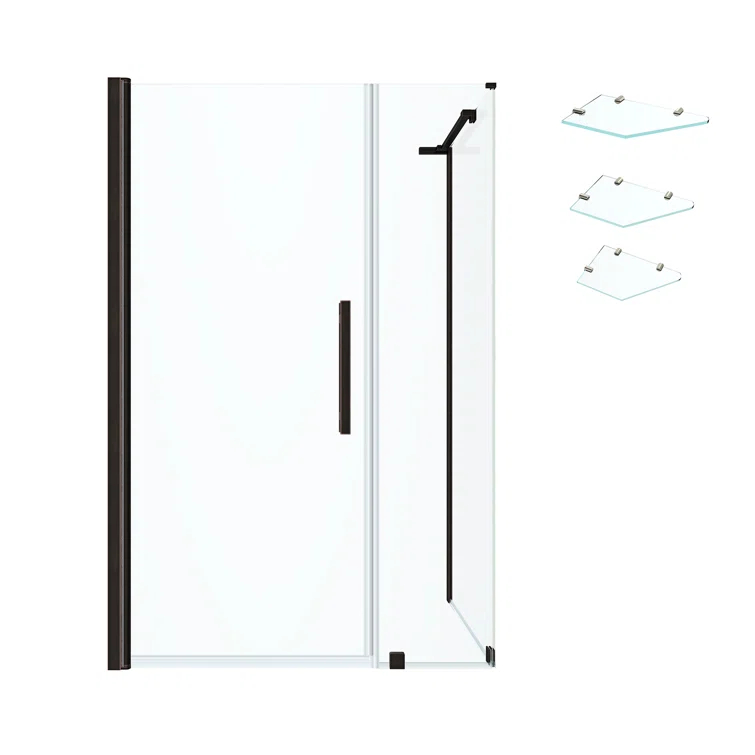 Endless Pasadena 40" W x 72" H Corner Frameless Shower Kit, Door, Panel, Shelves