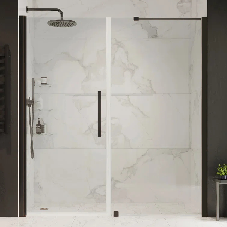Endless Pasadena 62" W x 72" H Alcove Frameless Shower Kit, Door, Panel, Shelves