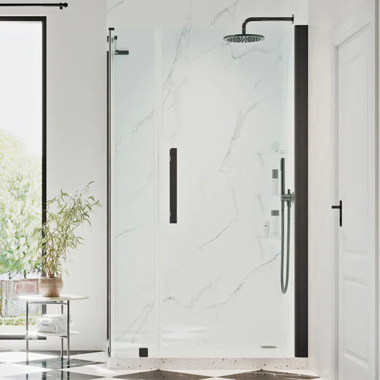 Endless Pasadena 36" W x 72" H Corner Frameless Shower Kit, Door, Panel, Shelves