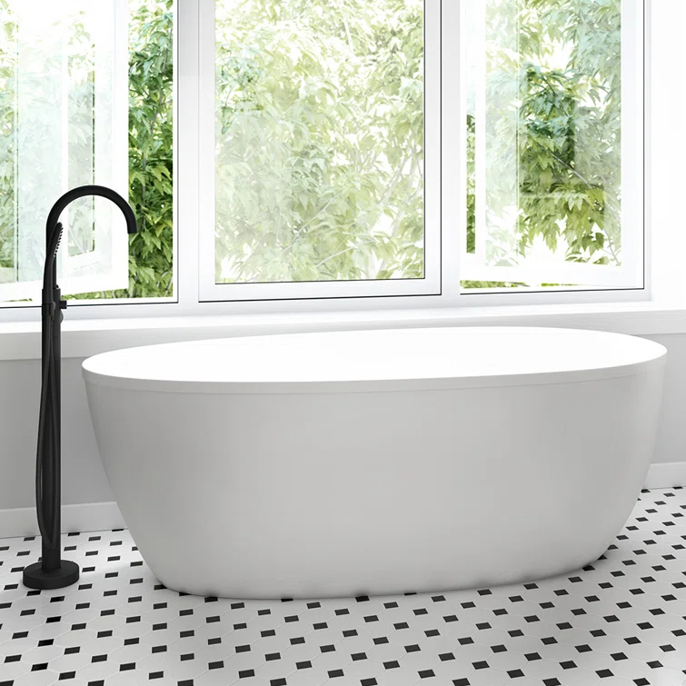 Stretto 59" x 30" Freestanding Soaking Acrylic Bathtub