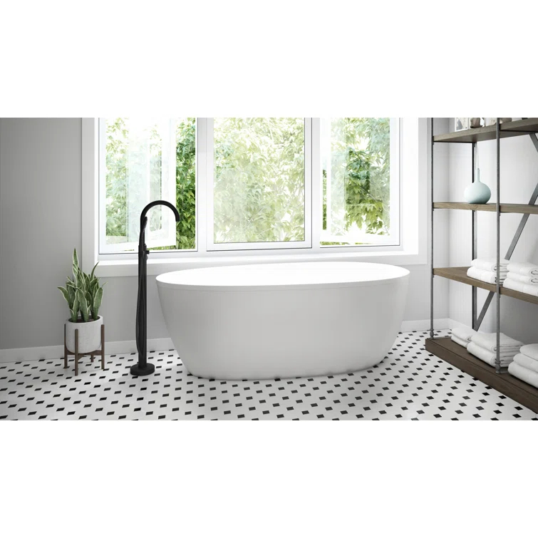 Stretto 59" x 30" Freestanding Soaking Acrylic Bathtub