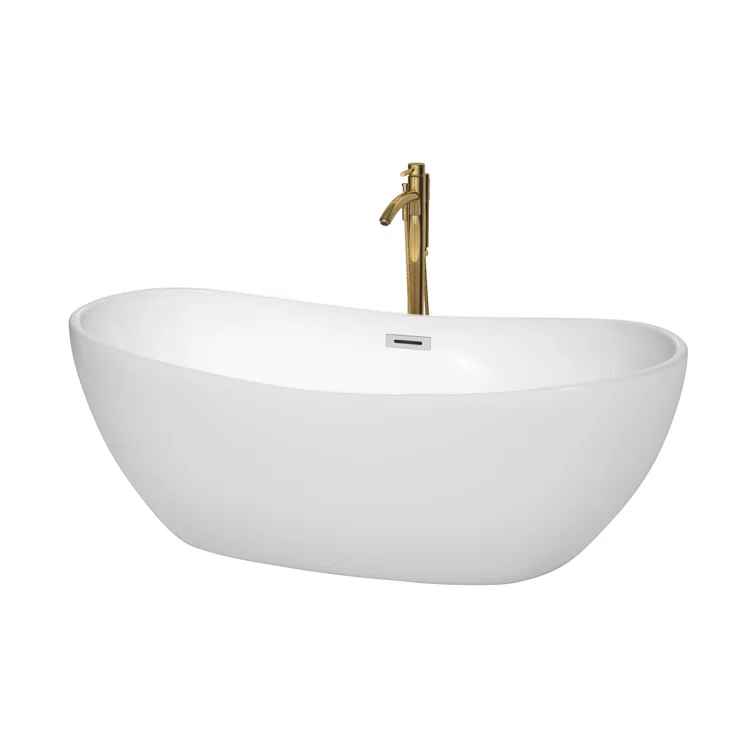 Rebecca 65'' x 32'' Freestanding Soaking Acrylic Bathtub with Faucet