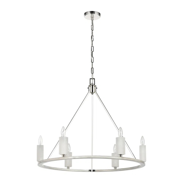 Alwitt 6 - Light Dimmable Wagon Wheel Chandelier