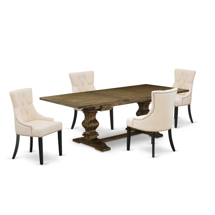 Lassale Removable Leaf Solid Wood Dining Set