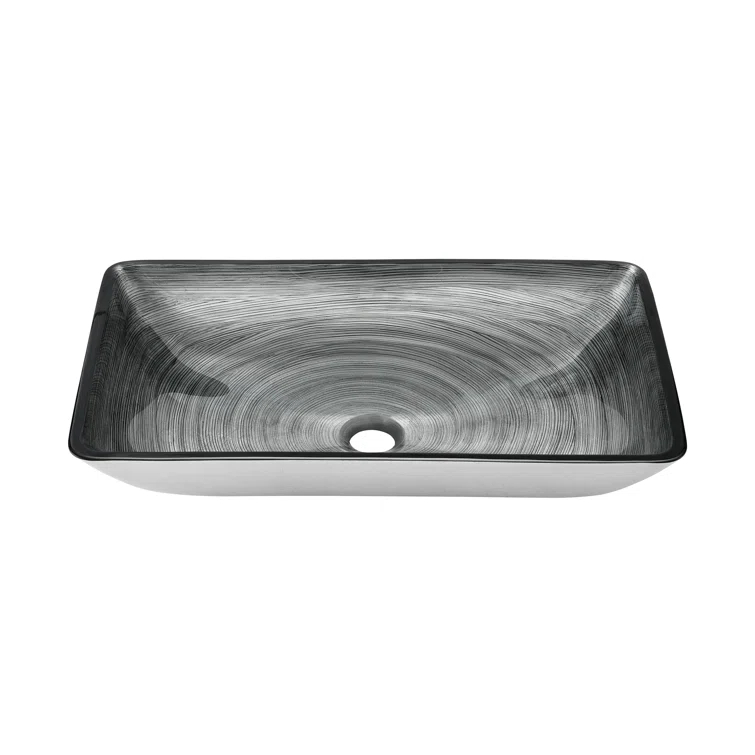 Cascade Rectangular Glass Vessel Sink with Faucet