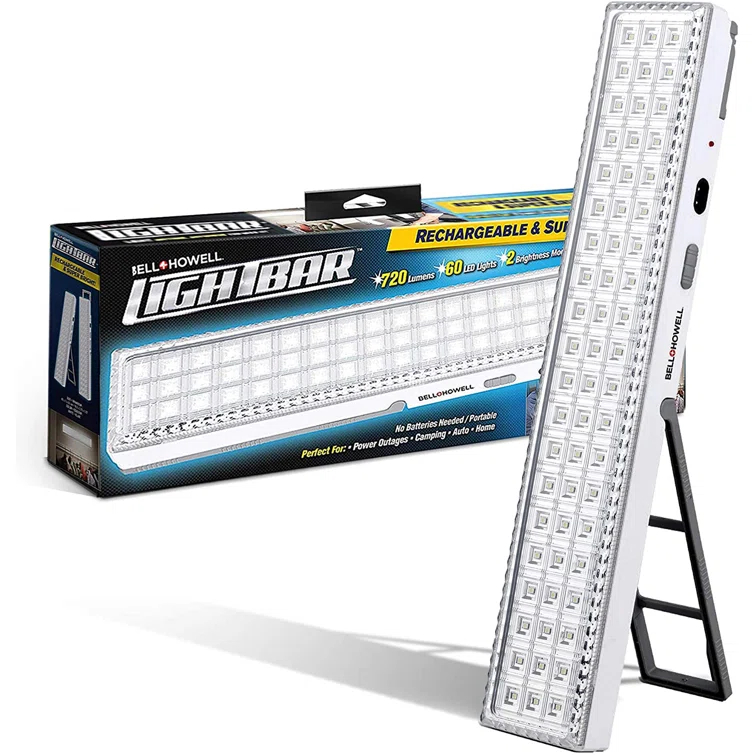Bell+Howell Light Bar, 720-Lumens Rechargeable Portable Lamp with Folding Stand and Hanger