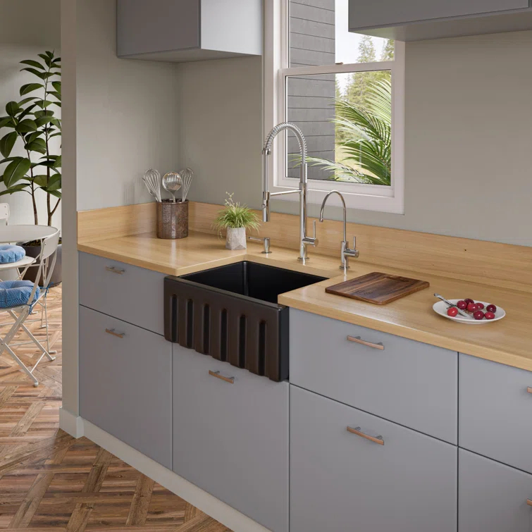 24'' L Farmhouse / Apron Single Bowl Fireclay Kitchen Sink