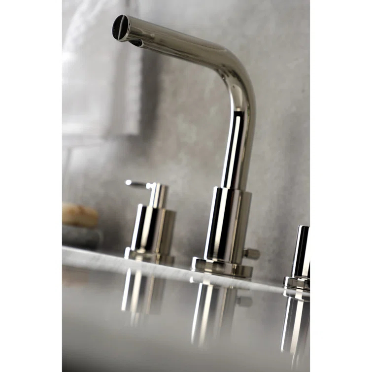 Kingston Brass Serena Two-Handle 3-Hole Deck Mount Widespread Bathroom Faucet with Brass Pop-Up Drain