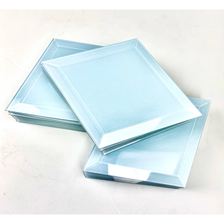 Abolos Frosted Elegance 6 in. x 8 in. Diamond Grade Glass Beveled Diamond Decorative Kitchen & Bathroom Wall Tile