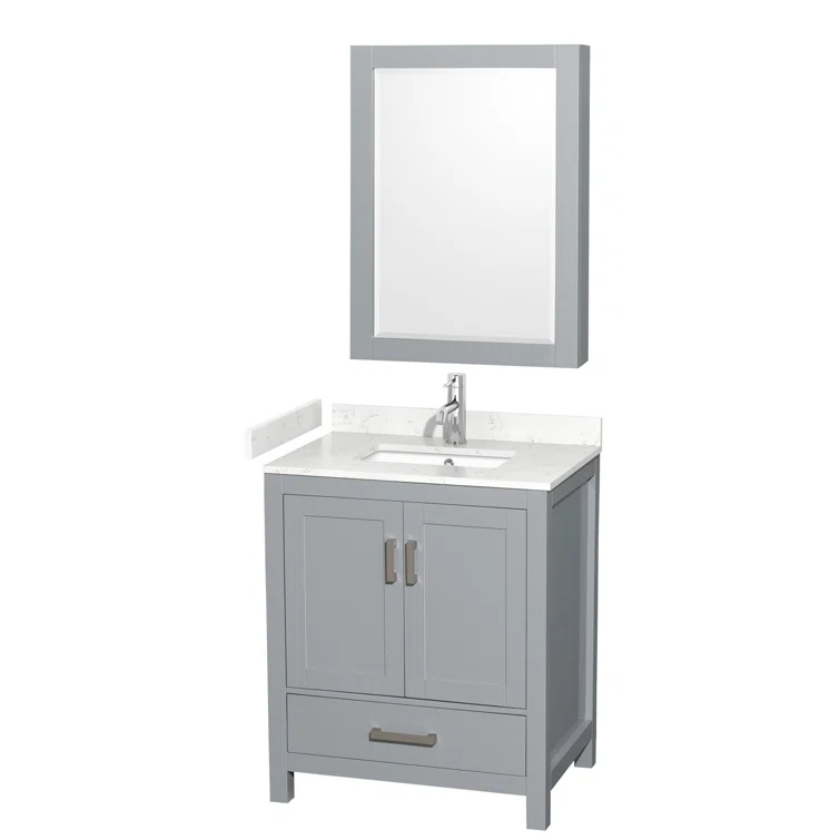Sheffield 30" Freestanding Single Bathroom Vanity with Cultured Marble Top with Medicine Cabinet