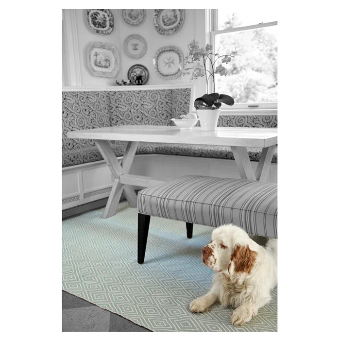 Diamond Light Blue/Ivory Handwoven Indoor/Outdoor Rug