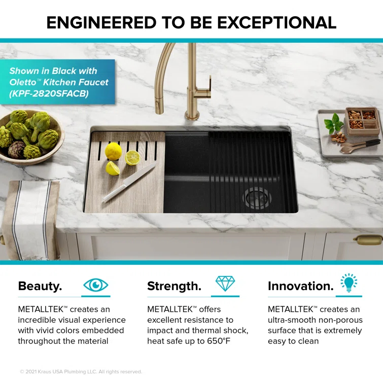 Kraus Bellucci 32 in. Undermount Quartz Composite Single Bowl Kitchen Sink with Accessories