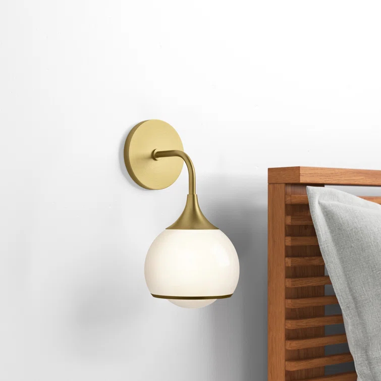 Kegan Single Light Glass Dimmable Armed Sconce