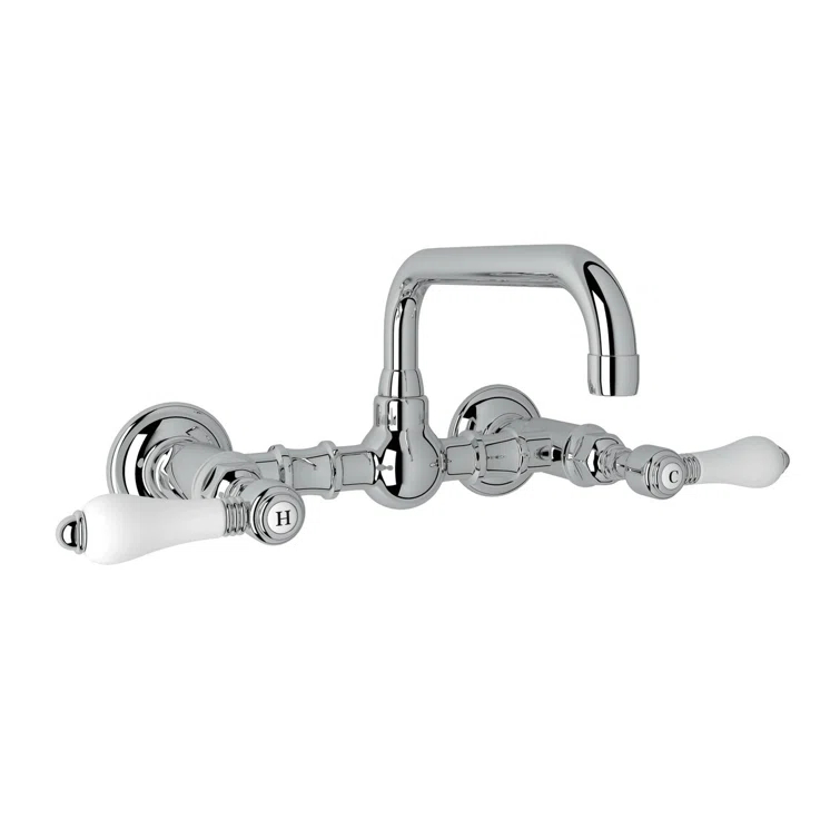 Rohl A1423LPAPC-2 Acqui Wall Mount Bridge Lavatory Faucet With U-Spout