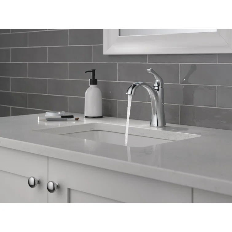 Delta Arvo Single Hole Bathroom Faucet with Drain Assembly, Single Handle Bathroom Sink Faucet 15840LF