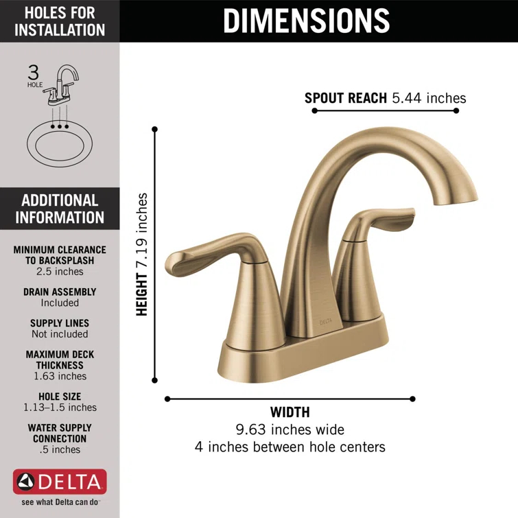 Arvo Centerset Bathroom Faucet with Drain Assembly, 2-handle Bathroom Sink Faucet