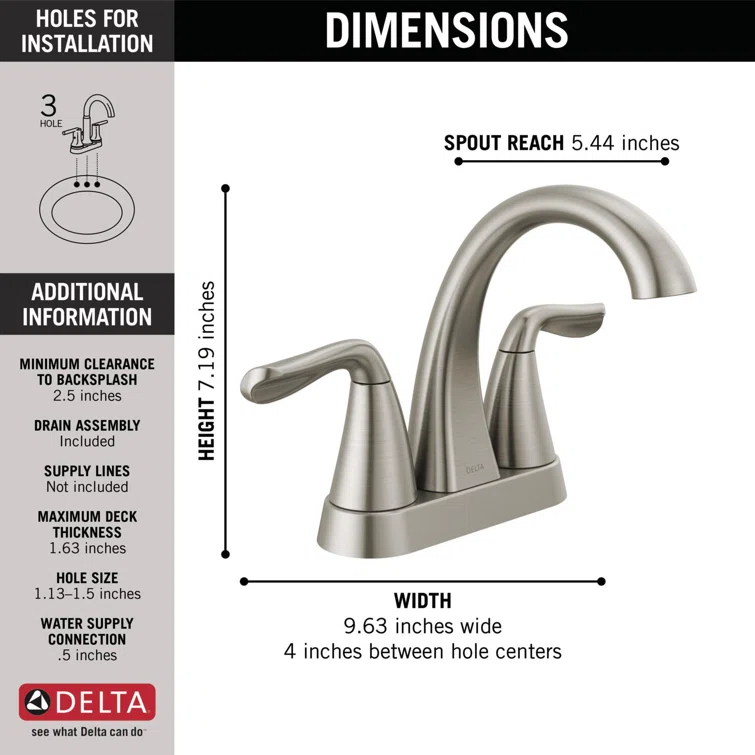 Arvo Centerset Bathroom Faucet with Drain Assembly, 2-handle Bathroom Sink Faucet