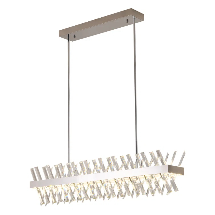 Chrome and Crystal 40" LED Rectangle Chandelier