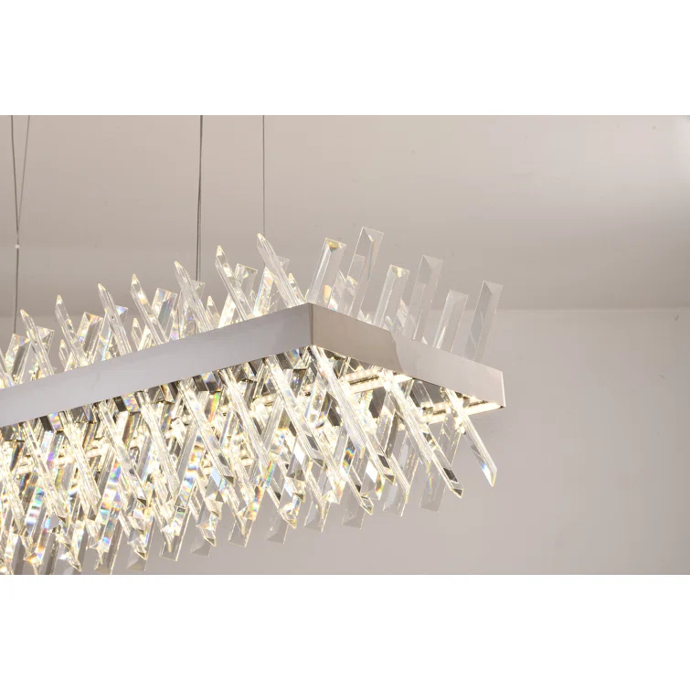Bethel 34" Chrome Crystal LED Chandelier with Adjustable Cord