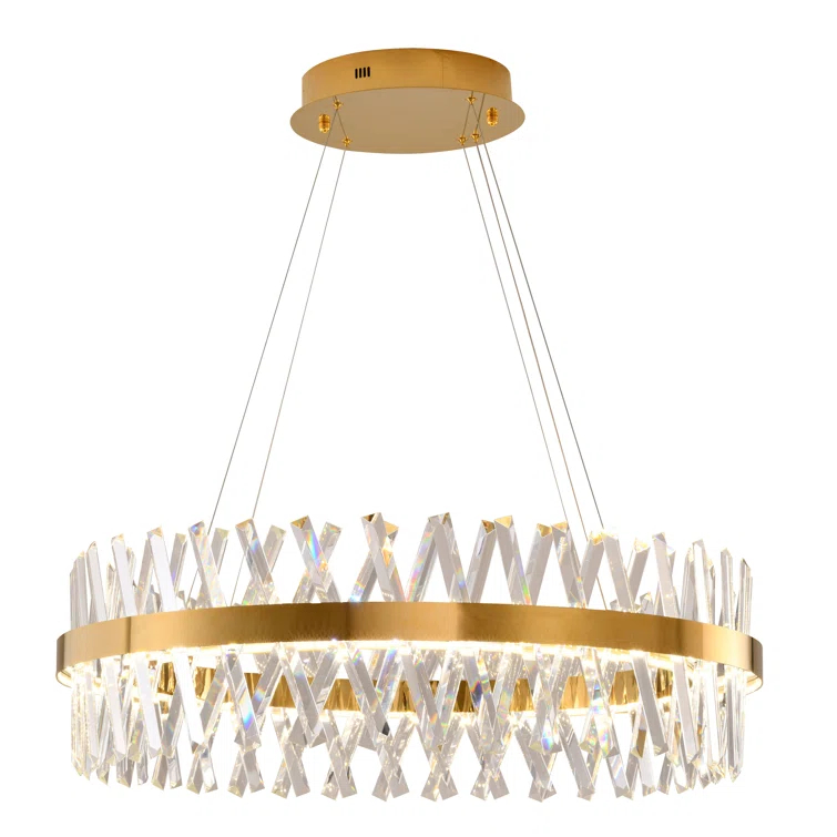 Bethel International LED Chandelier Gold Metal & Crystal