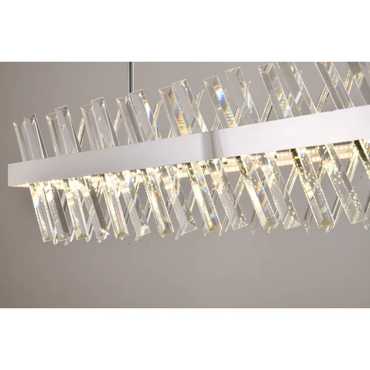 Chrome and Crystal 40" LED Rectangle Chandelier