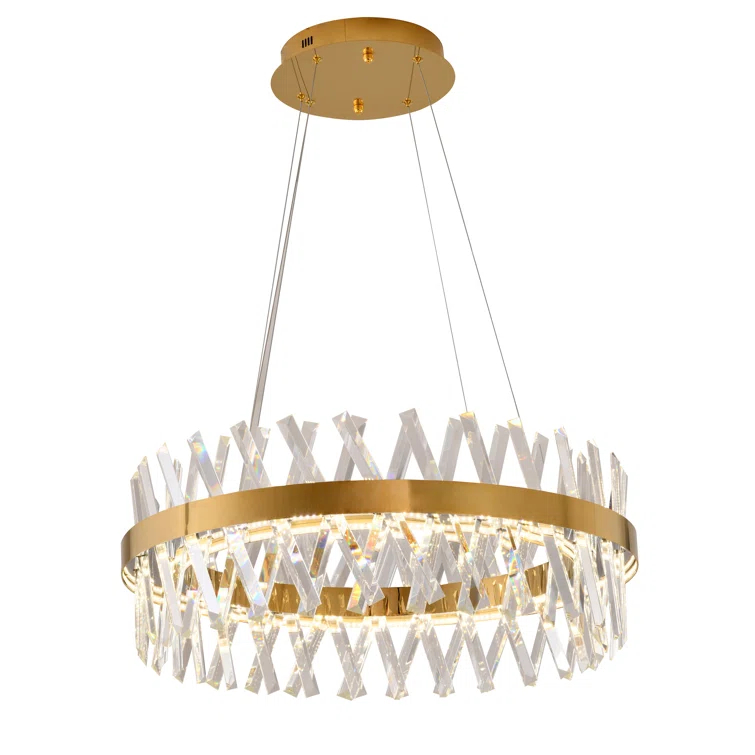 Bethel International LED Chandelier Gold Metal & Crystal
